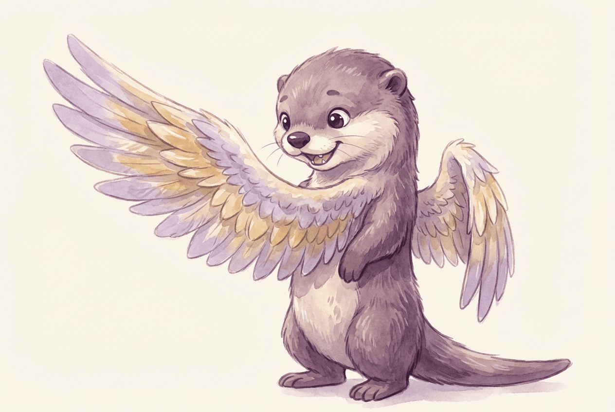 Otter mascot with wings representing Enneagram wings, PersonaDepth