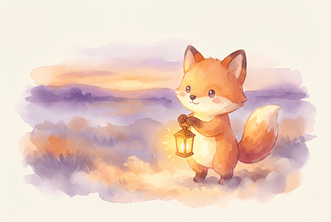 Fox mascot in misty forest, representing the INFJ personality type, PersonaDepth