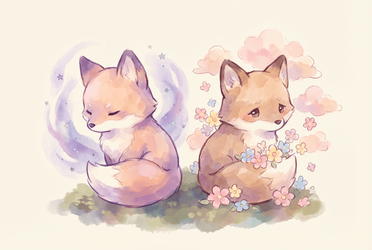 Two fox mascots representing INFJ and INFP personality types, PersonaDepth